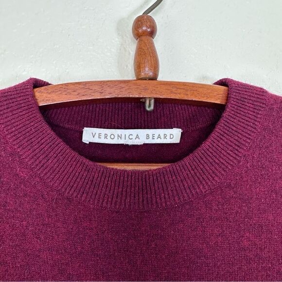 Veronica Beard Jensen Puff Sleeve Cashmere Tunic Sweater Size XS/S in Burgundy - Picture 3 of 11